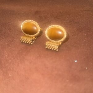 🐈‍⬛ Vintage Swank Tigers Eye Gold Tone Cufflinks